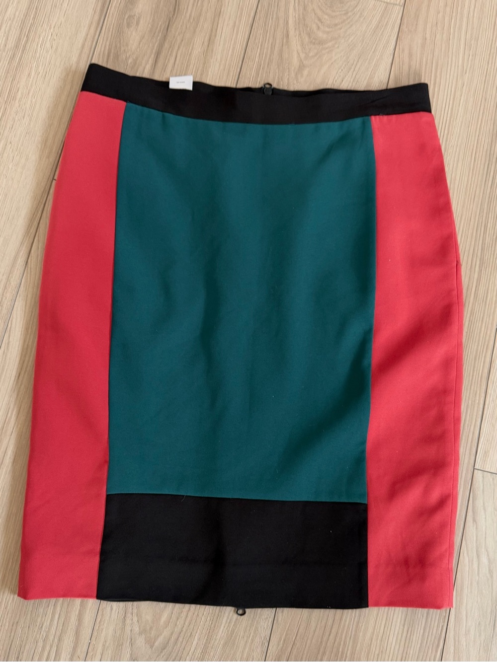 Narciso Rodriguez Colorblock 2 Way Zip Pencil Skirt in Teal, Red & Black Sz 2